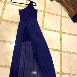 Navy one shoulder dress. Size S